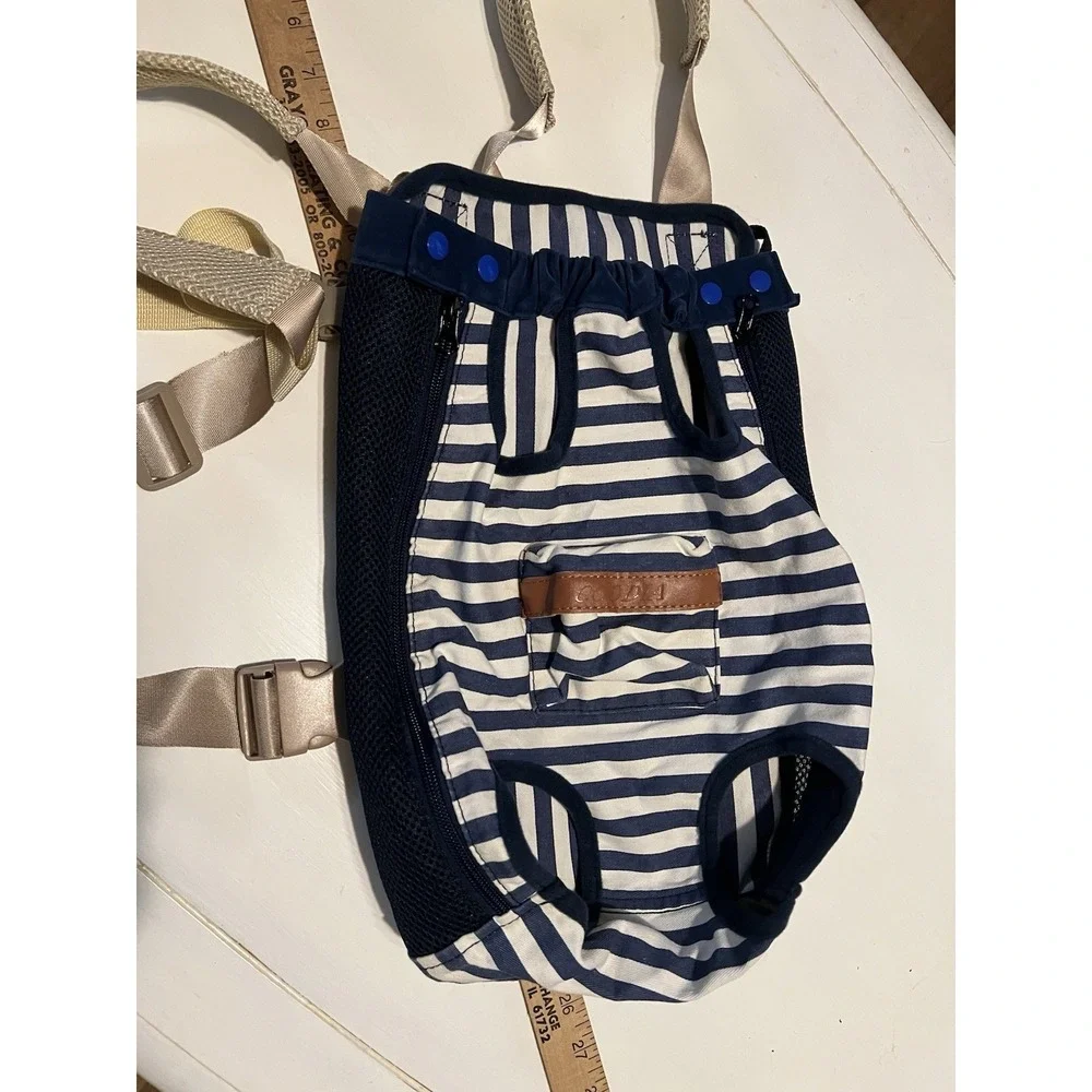 COODIA Legs Out Front Pet Dog Carrier Front Chest Backpack Blue Striped XL